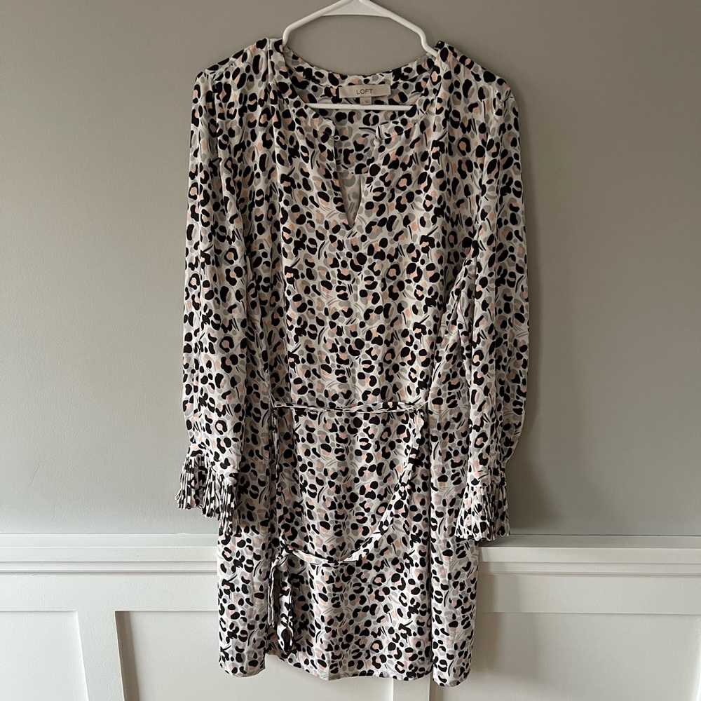 Loft Animal Print Tie Dress